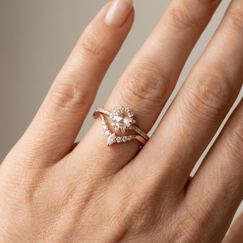 ROSE GOLD ZIRCONIA HALO RING by Harrison & James - ring product image 2