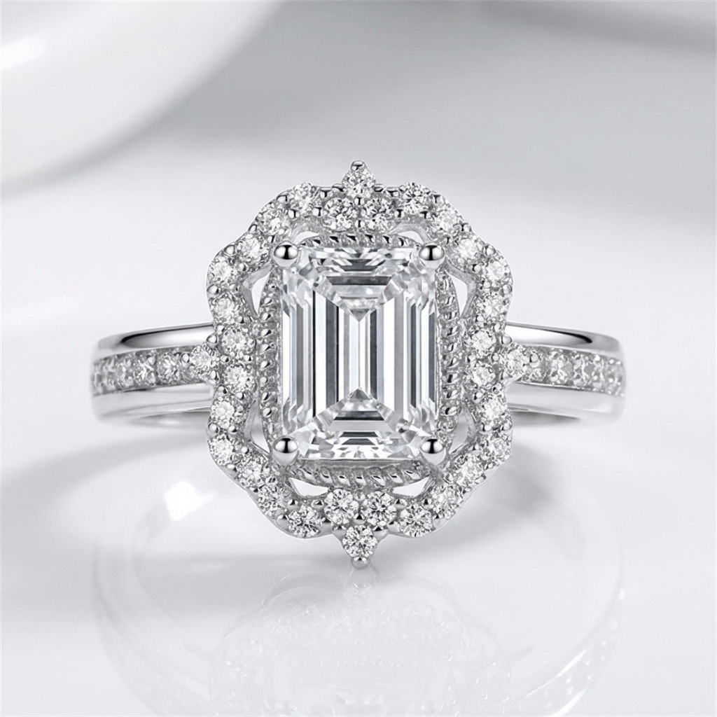 RECTANGLE DIAMOND HALO RING by Harrison & James - ring product image 3
