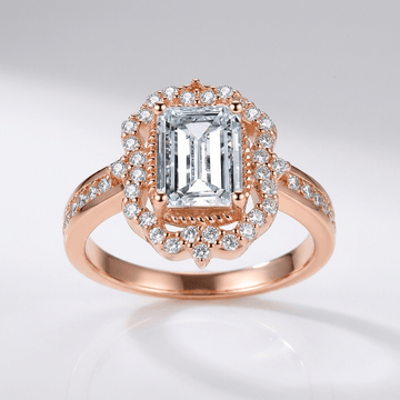 RECTANGLE DIAMOND HALO RING by Harrison & James - ring product image 1