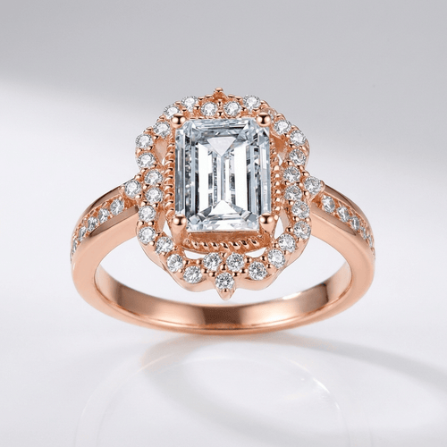 RECTANGLE DIAMOND HALO RING by Harrison & James - ring product image 1