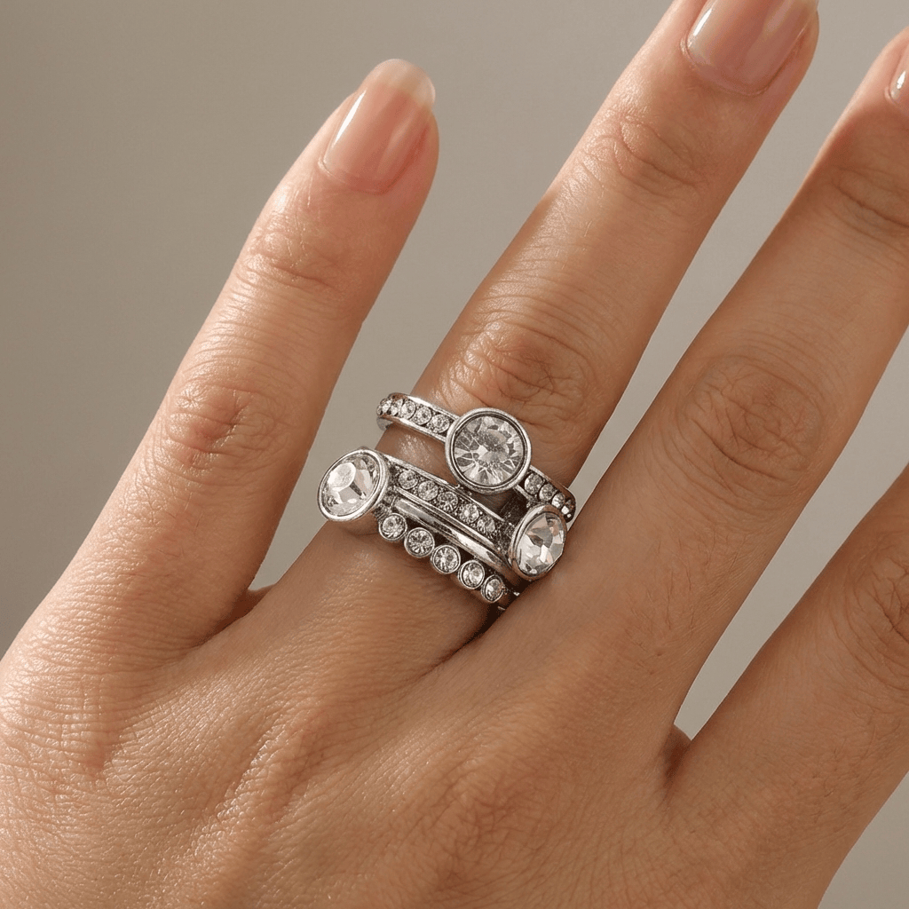 SILVER TWIN SPARKLE RING by Harrison & James - ring product image 2