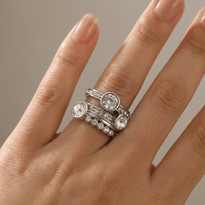 SILVER TWIN SPARKLE RING by Harrison & James - ring product image 2