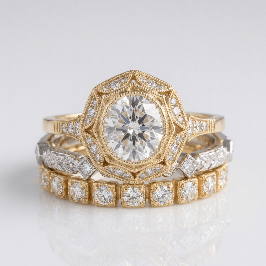 GOLD DIAMOND OVAL FILIGREE RING by Harrison & James - ring product image 1