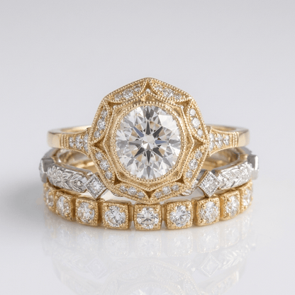 GOLD DIAMOND OVAL FILIGREE RING by Harrison & James - ring product image 1