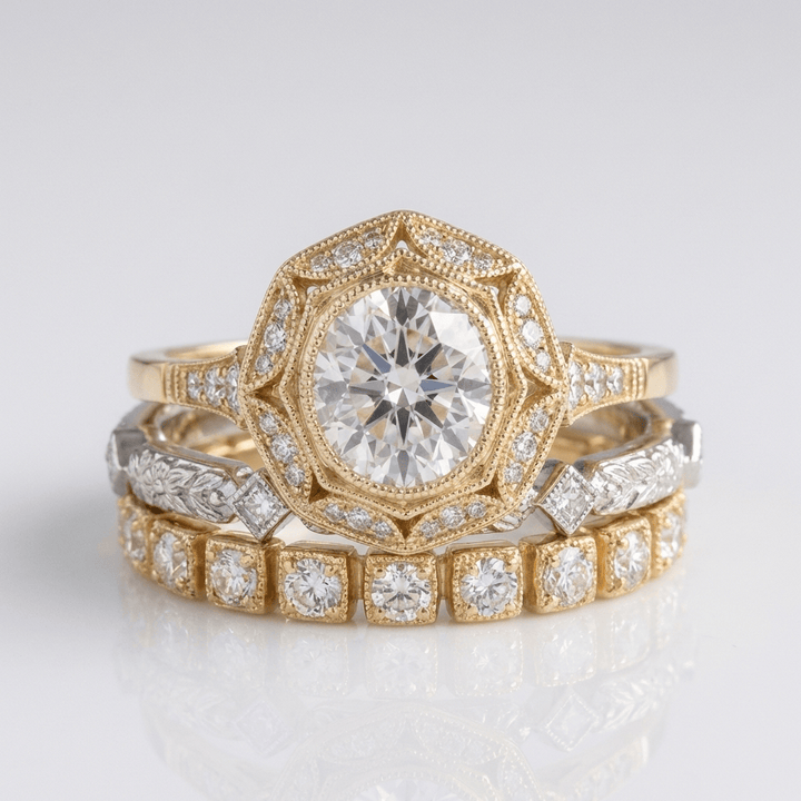 GOLD DIAMOND OVAL FILIGREE RING by Harrison & James - ring product image 1
