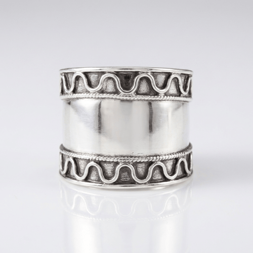 SILVER SHELL STRIPE RING by Harrison & James - ring product image 1
