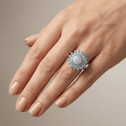 SILVER BLUE TOPAZ FLOWER RING by Harrison & James - ring product image 2