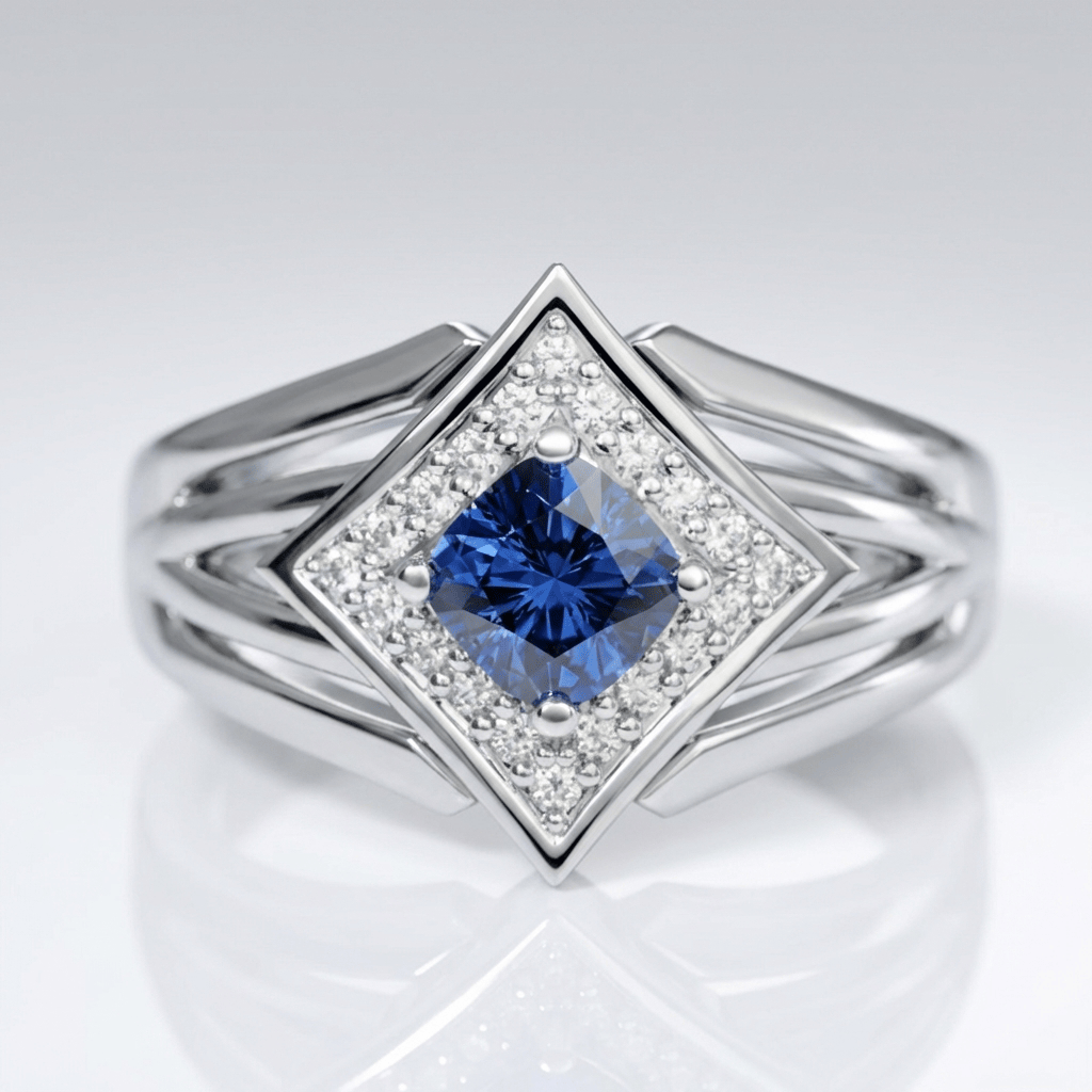 SILVER SAPPHIRE STAR RING by Harrison & James - ring product image 1