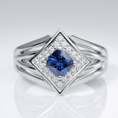 SILVER SAPPHIRE STAR RING by Harrison & James - ring product image 1
