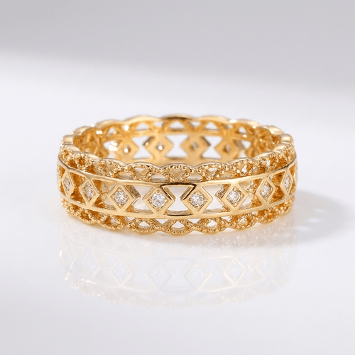 GOLD DIAMOND OPEN WORK RING by Harrison & James - ring product image 1
