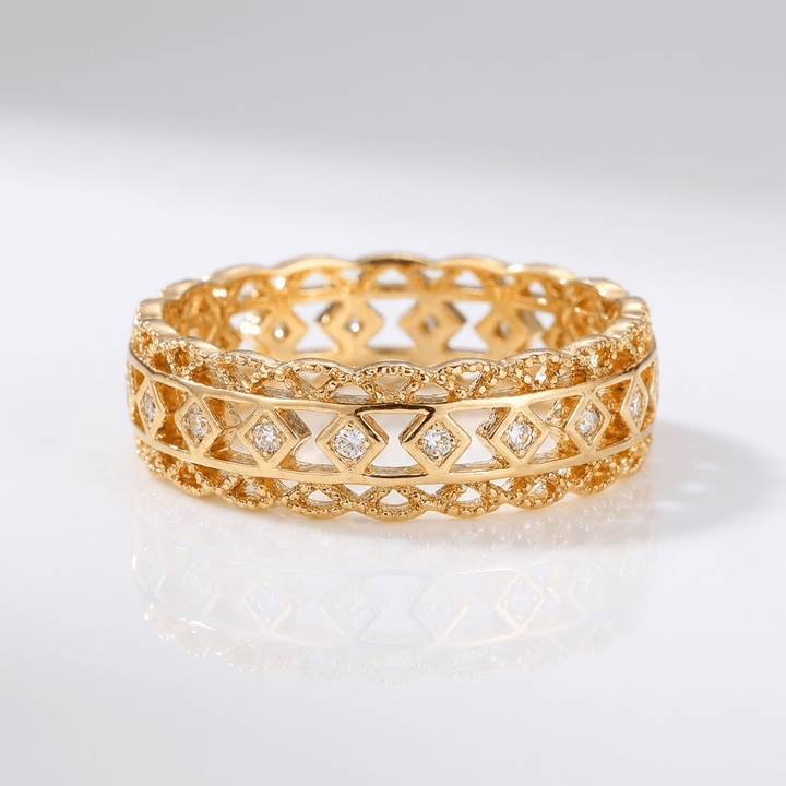 GOLD DIAMOND OPEN WORK RING by Harrison & James - ring product image 1