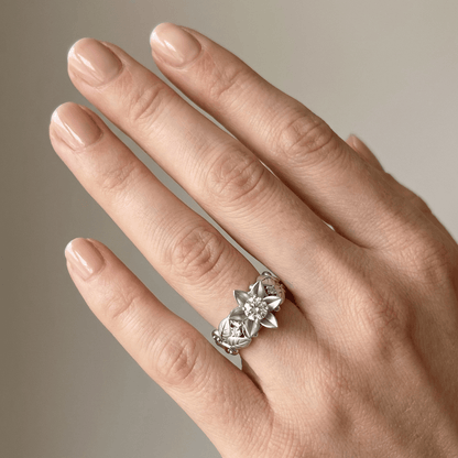 SILVER ZIRCONIA PETAL CROWN RING by Harrison & James - ring product image 2