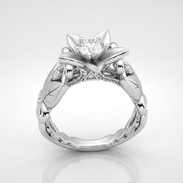 SILVER ZIRCONIA PETAL CROWN RING by Harrison & James - ring product image 1