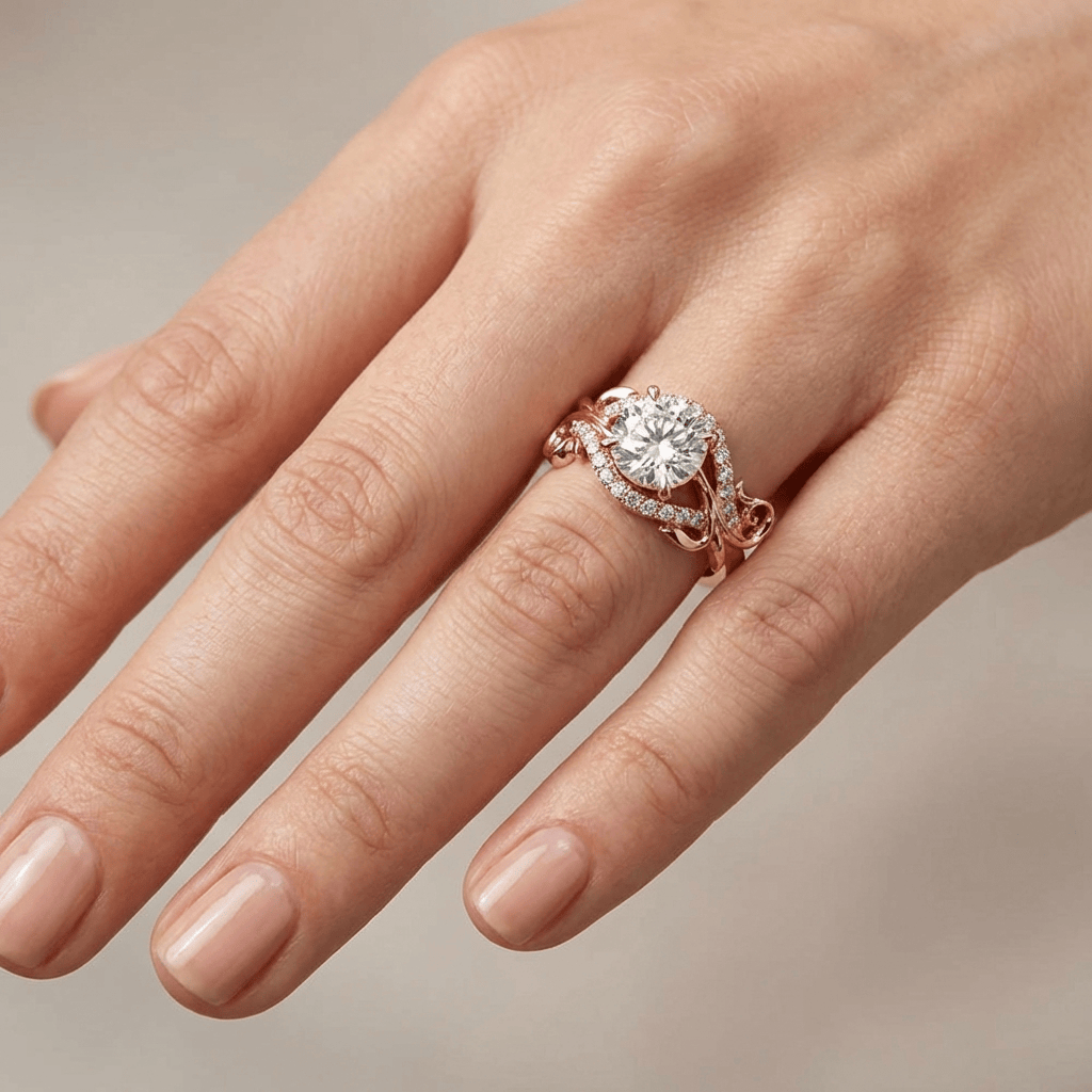 ROSE GOLD ZIRCONIA GRACEFUL VINE RING by Harrison & James - ring product image 2