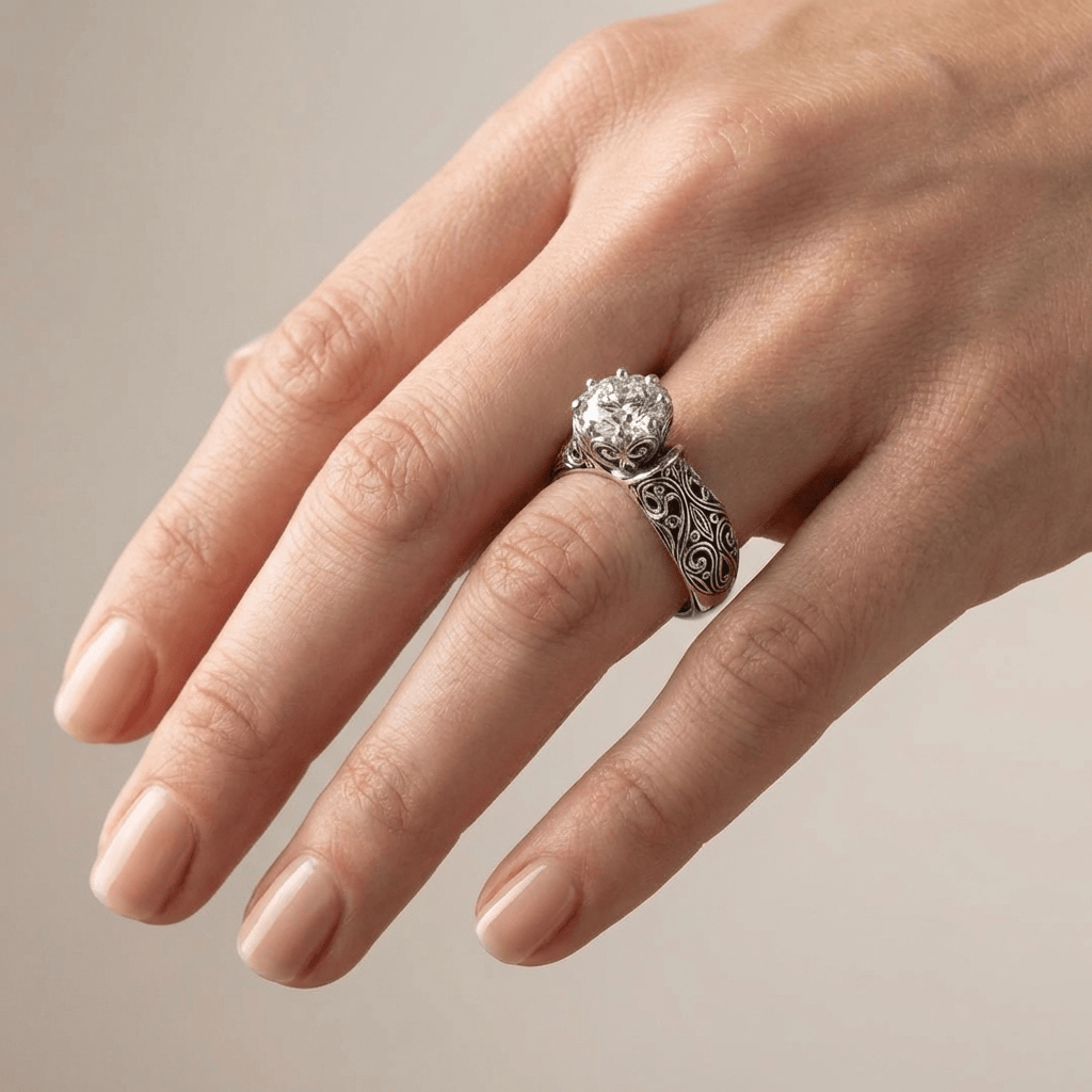 SILVER ZIRCONIA HEIRLOOM RING by Harrison & James - ring product image 2
