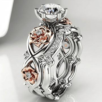 SILVER ROSE GOLD DIAMOND FLORAL RING by Harrison & James - ring product image 1