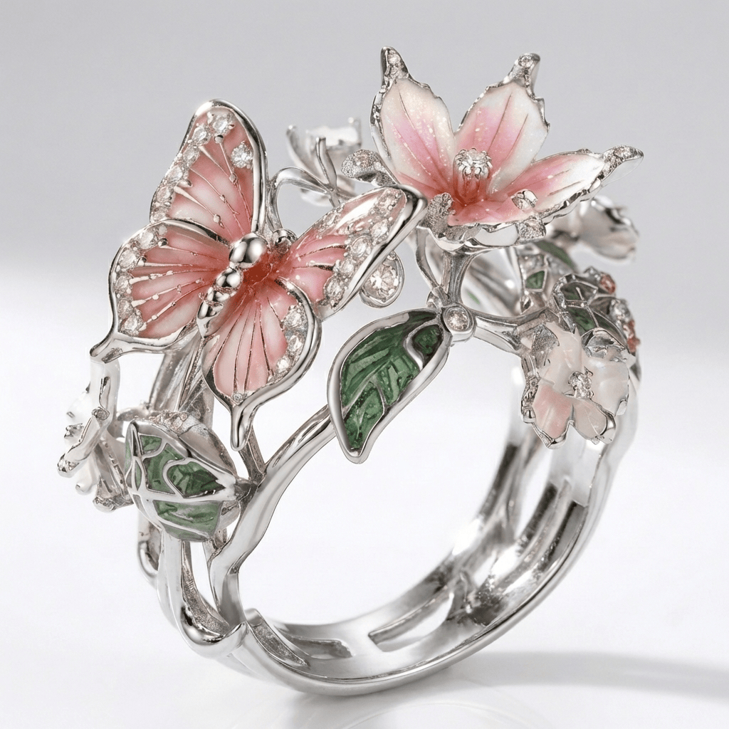 SILVER BUTTERFLY DREAMER RING - (ADJUSTABLE) by Harrison & James - ring product image 1