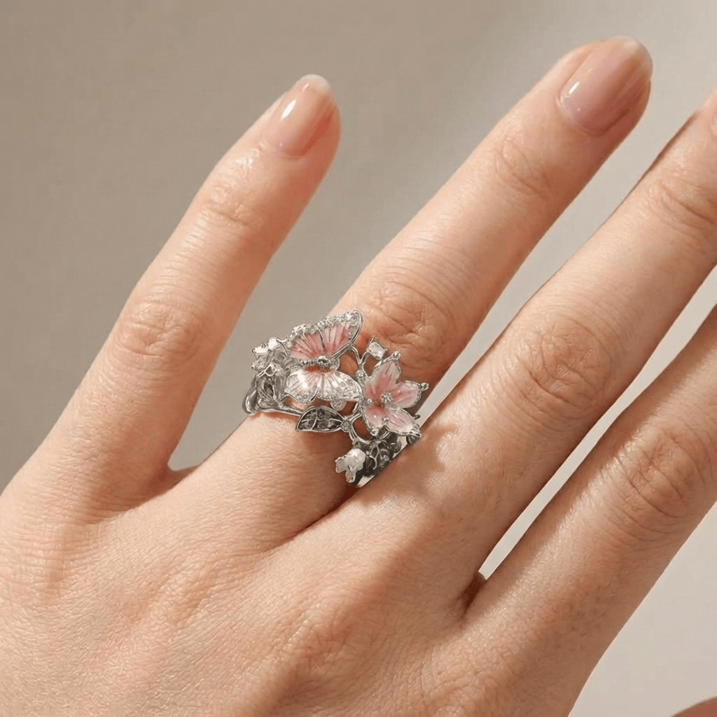 SILVER BUTTERFLY DREAMER RING - (ADJUSTABLE) by Harrison & James - ring product image 2