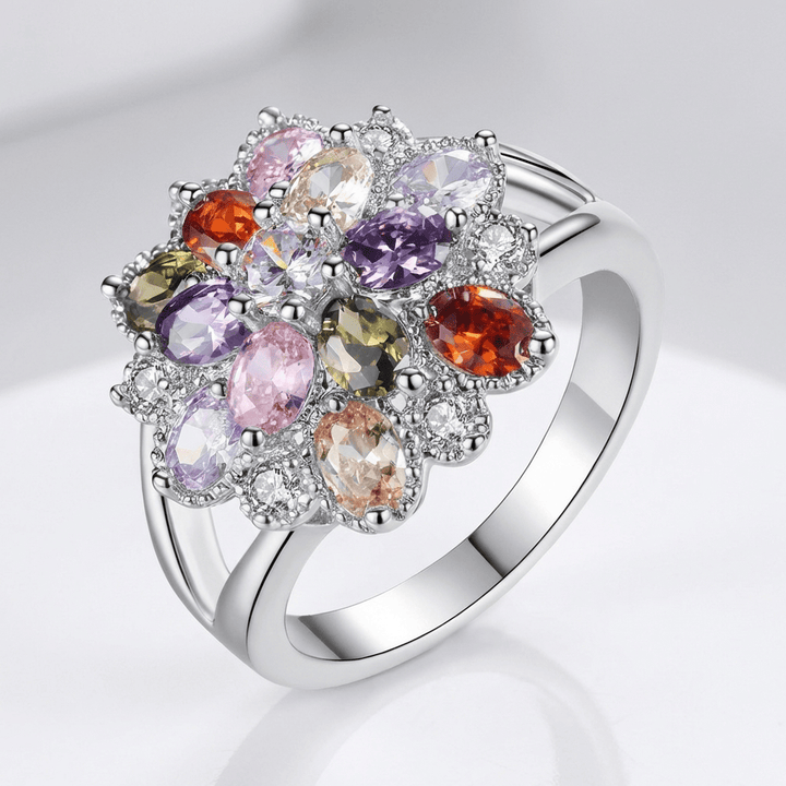 SILVER RAINBOW GEMSTONE BURST RING by Harrison & James - ring product image 1