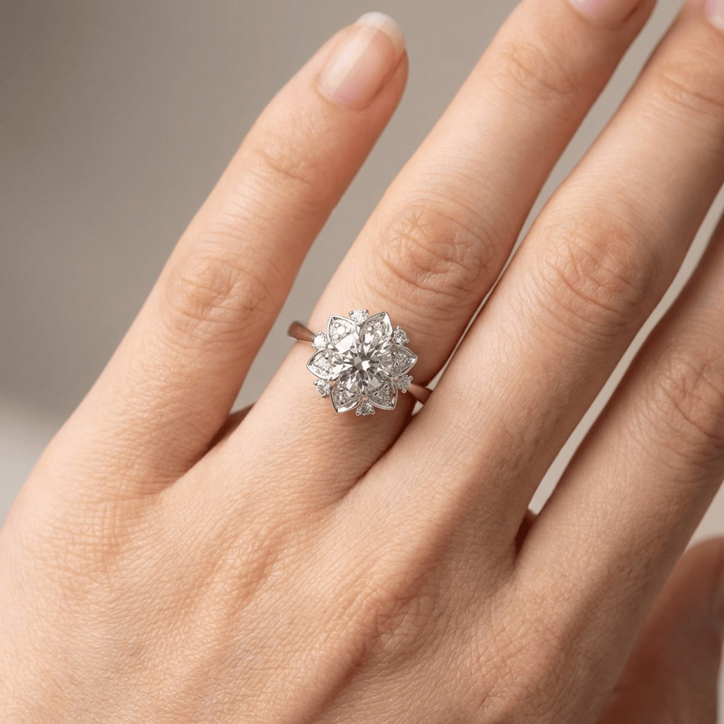 SILVER ZIRCONIA LOTUS LIGHT RING by Harrison & James - ring product image 2