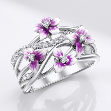 SILVER PURPLE BLOSSOM GARDEN RING by Harrison & James - ring product image 1