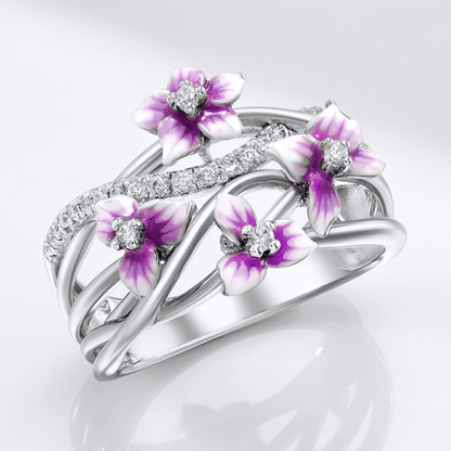 SILVER PURPLE BLOSSOM GARDEN RING by Harrison & James - ring product image 1
