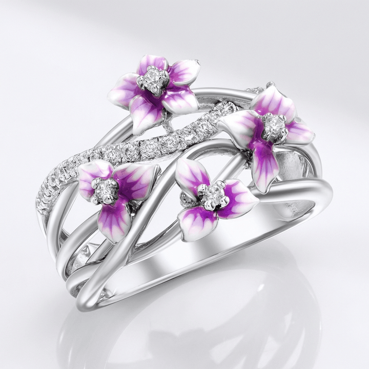 SILVER PURPLE BLOSSOM GARDEN RING by Harrison & James - ring product image 1