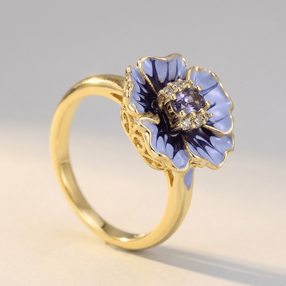 GOLD BLUE BLOSSOM RING by Harrison & James - ring product image 3