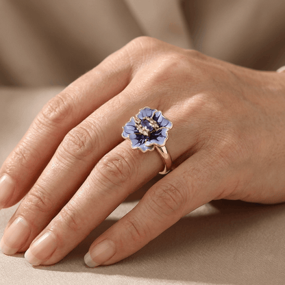 GOLD BLUE BLOSSOM RING by Harrison & James - ring product image 2