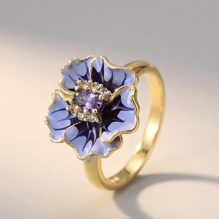 GOLD BLUE BLOSSOM RING by Harrison & James - ring product image 1