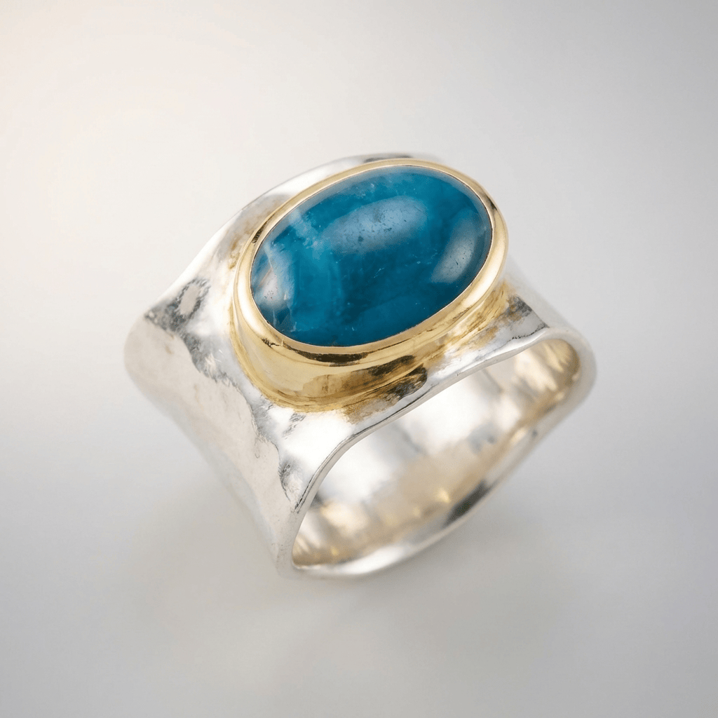SILVER GOLD TURQUOISE MODERN RING by Harrison & James - ring product image 1