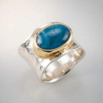 SILVER GOLD TURQUOISE MODERN RING by Harrison & James - ring product image 1