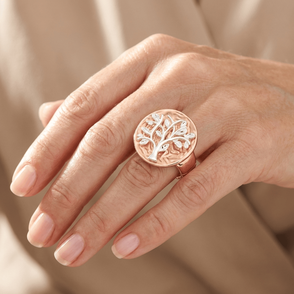 ROSE GOLD TREE OF LIFE RING - (ADJUSTABLE) by Harrison & James - ring product image 2