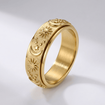 GOLD ROTATABLE CELESTIAL BAND RING by Harrison & James - ring product image 1