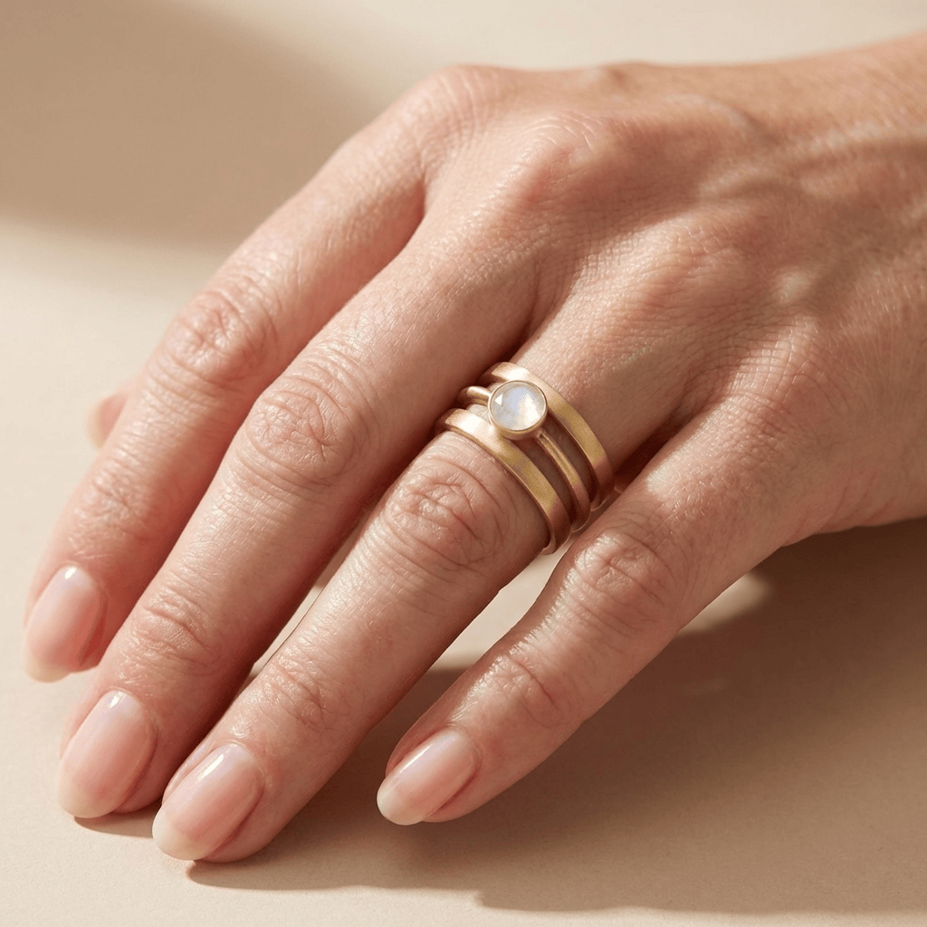 GOLD MOONSTONE BAND RING by Harrison & James - ring product image 2
