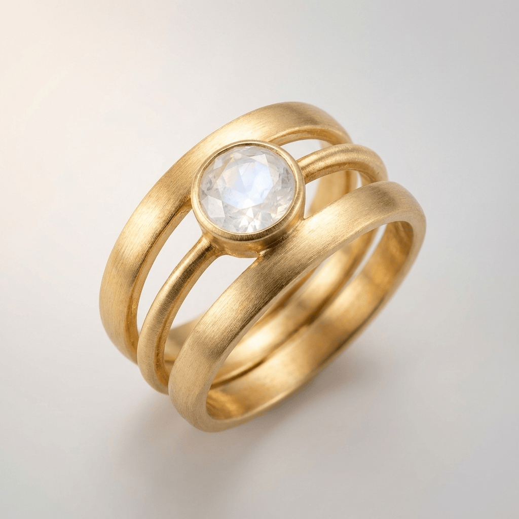 GOLD MOONSTONE BAND RING by Harrison & James - ring product image 1