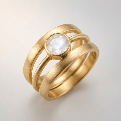 GOLD MOONSTONE BAND RING by Harrison & James - ring product image 1