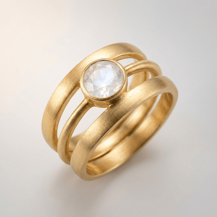 GOLD MOONSTONE BAND RING by Harrison & James - ring product image 1