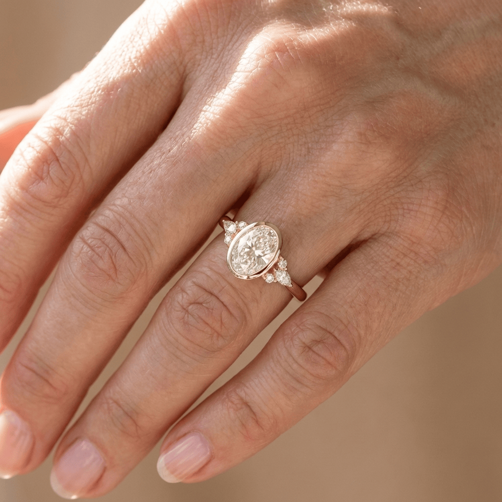 GOLD OVAL ZIRCONIA PEAR TRIO RING - (ADJUSTABLE) by Harrison & James - ring product image 2
