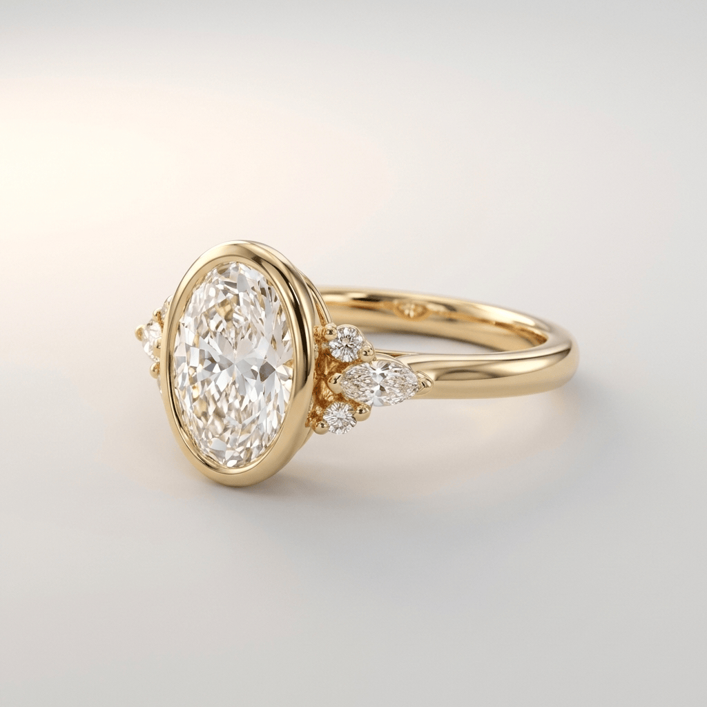 GOLD OVAL ZIRCONIA PEAR TRIO RING - (ADJUSTABLE) by Harrison & James - ring product image 3