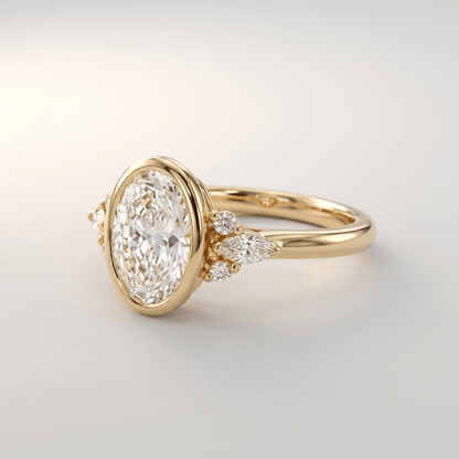 GOLD OVAL ZIRCONIA PEAR TRIO RING - (ADJUSTABLE) by Harrison & James - ring product image 3