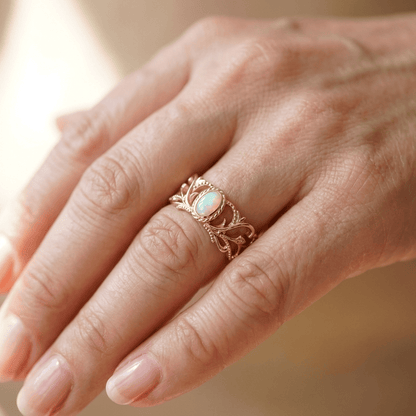 ROSE GOLD OPAL CELESTIAL WINGS RING - (ADJUSTABLE) by Harrison & James - ring product image 2