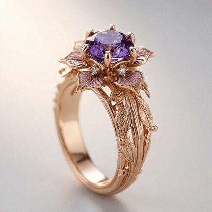 GOLD PURPLE FLORA RING by Harrison & James - ring product image 1