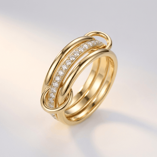 GOLD ZIRCONIA INTERTWINE RING by Harrison & James - ring product image 1