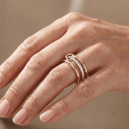 GOLD ZIRCONIA INTERTWINE RING by Harrison & James - ring product image 2