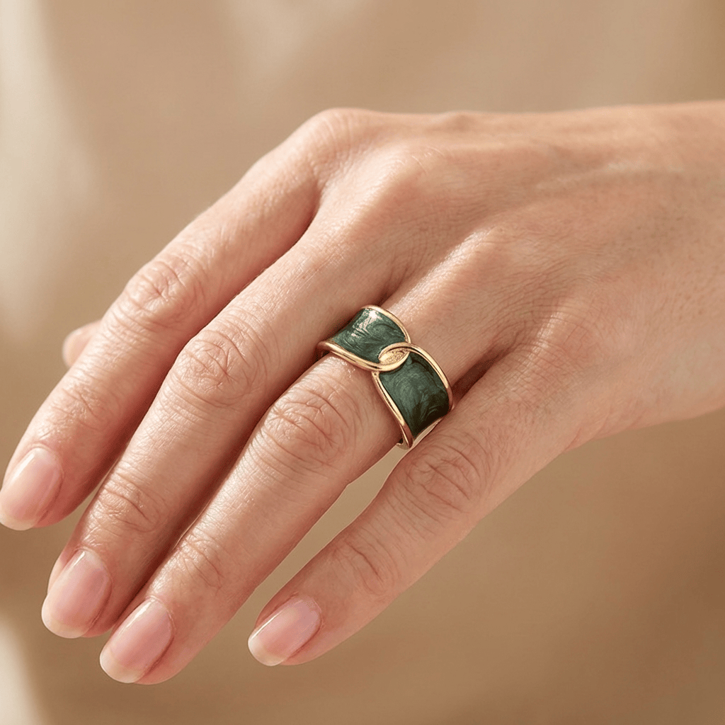 JADE DOUBLE STONE RING - (ADJUSTABLE) by Harrison & James - ring product image 2