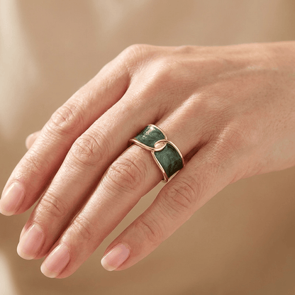 JADE DOUBLE STONE RING - (ADJUSTABLE) by Harrison & James - ring product image 2
