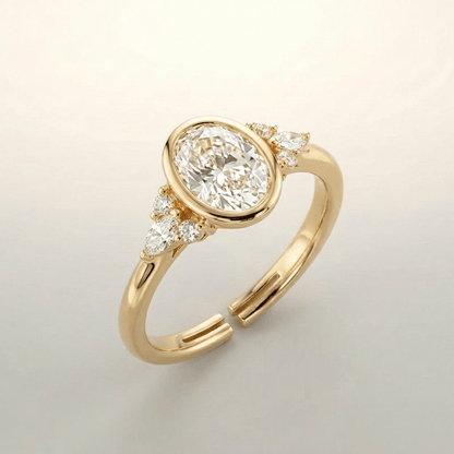 GOLD OVAL ZIRCONIA PEAR TRIO RING - (ADJUSTABLE) by Harrison & James - ring product image 1