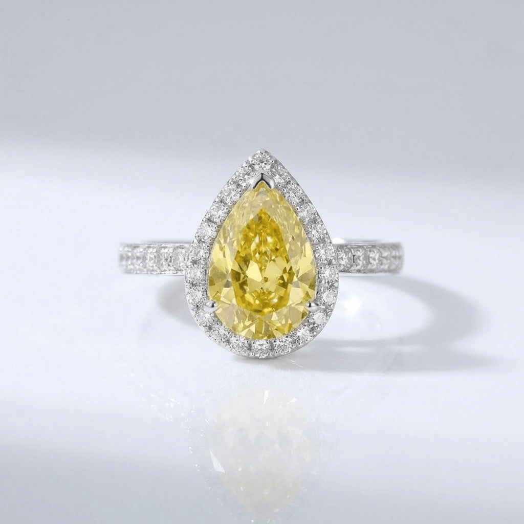YELLOW PEAR DIAMOND HALO RING by Harrison & James - ring product image 1