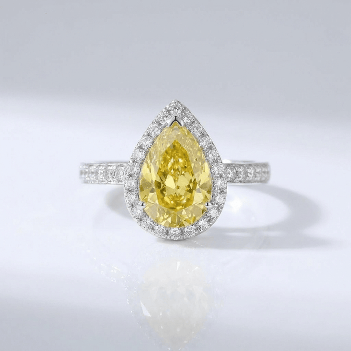 YELLOW PEAR DIAMOND HALO RING by Harrison & James - ring product image 1